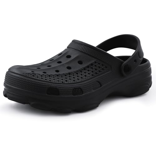 Beslip Womens Mens Garden Clogs Shoes with Arch Support Unisex Comfort Slip-on Sandals, Black 7.5-8 Women/6-6.5 Men