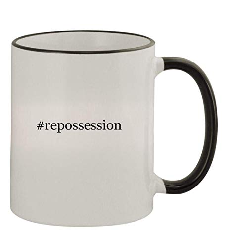 Knick Knack Gifts #repossession - 11oz Colored Handle and Rim Coffee Mug, Black