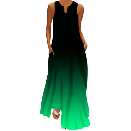 TUNUSKAT Beauty Cotton Dresses for Women 2024 Summer Dresses for Women 2024 Fashion Gradient Vacation Sundress Loose A-Line Flowy Beach Dress V-Neck Maxi Dresses Sundresses for Women 2024