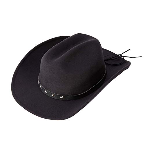 Daesan Black Western Cowboy Hats Wide Brim Fedora Hat Men Women Halloween Christmas Cosplay Costume (Black)