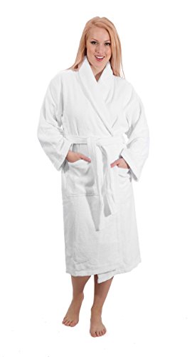 Classic Turkish Towels - Unisex Bathrobe - 100% Turkish Cotton & 400 GSM - Quick Drying & Highly Absorbent Terry Cloth Bath Robe - Hotel & Spa Quality Bathroom Essentials - Small (White)