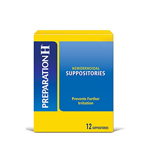 Preparation H Hemorrhoid Suppositories For Itching And Discomfort Relief - 12 Count (Pack of 1)