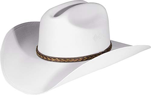 Enimay Western Cowboy & Cowgirl Hat Pinch Front Wide Brim Style (Small | Medium, Classic White)