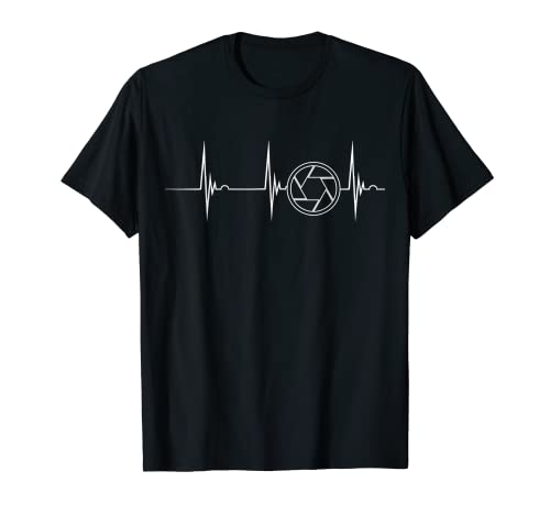 Camera Lens Photographer Heartbeat EKG Pulse Photography T-Shirt