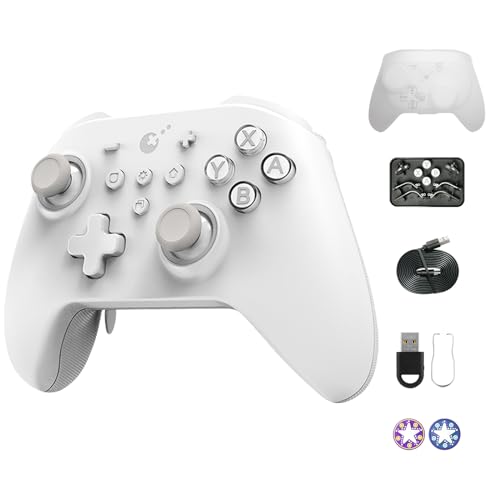 AKNES Guli Kit KK3 Max Bluetooth Controller, 4 Back Buttons,Hall Joysticks and Triggers,Maglev/Rotor/HD Vibration,1000Hz Polling Rate for Wins,Compatible with Switch/Android/iOS/macOS/Steam Deck-White