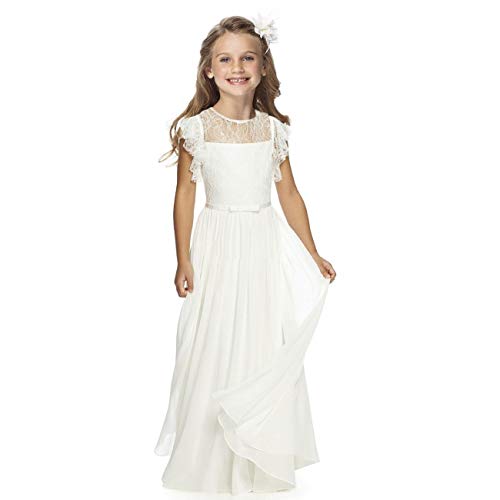 Sittingley Fancy Ruffle A-Line Flower Girl Dress Girls Holy Communion Dresses for Wedding Pageant 1-12 Year Old