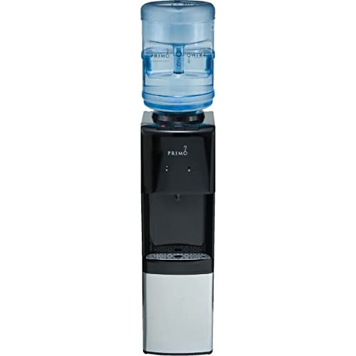 Primo Top-Loading Water Dispenser - 3 Temp (Hot-Cool-Cold) Water Cooler Water Dispenser for 5 Gallon Bottle w/Child Safety Lock, Black and Stainless Steel