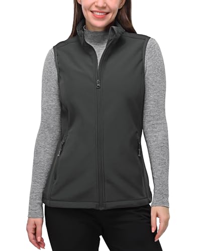 33,000ft Women's Running Vest Fleece Lined Zip Up Windproof Lightweight Softshell Vests Outerwear for Golf Hiking Sports