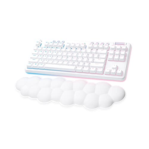 Logitech G715 Wireless Mechanical Gaming Keyboard with LIGHTSYNC RGB, LIGHTSPEED, Tactile Switches (GX Brown), and Keyboard Palm Rest, PC/Mac Compatible - White Mist