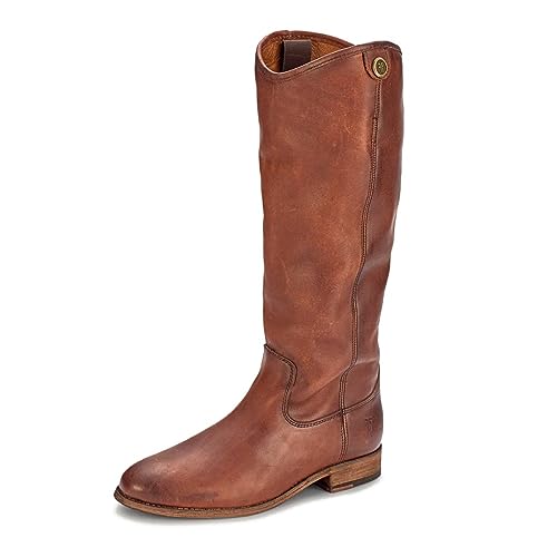 Frye Melissa Button 2 Equestrian-Inspired Tall Boots for Women Made from Hard-Wearing Vintage Leather with Antique Metal Hardware and Leather Outsole – 15 ½” Shaft Height, Cognac, 8
