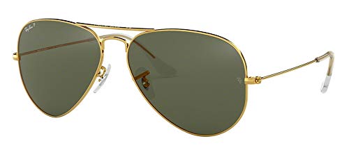 Ray-Ban RB3025 AVIATOR LARGE METAL 001/58 55M Gold/Green Polarized Sunglasses For Men For Women + BUNDLE with Designer iWear Eyewear Kit