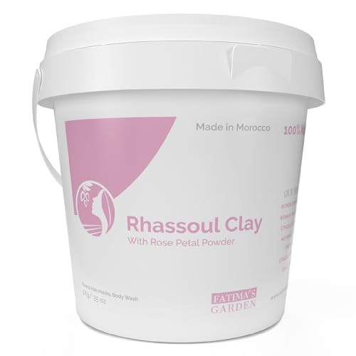 Fatima's Garden Ghassoul Powder with Rose Petals - Rhassoul Face and Hair Mask - 35 Ounce / 1kg