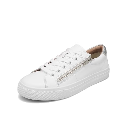 Taos Footwear Women's Z Soul Lux Sneaker White/Silver 8 (M) US
