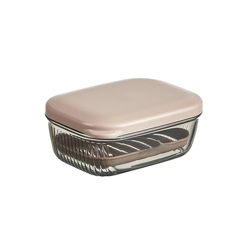 Soap Box with lid Double-Layer Drain Travel use Household use Soap Box Bathroom Bathroom Sink soap Rack Khaki