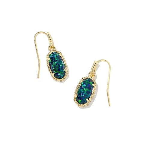 Kendra Scott Lee 14k Gold-Plated Brass Drop Earrings in Night Kyocera Opal, Fashion Jewelry For Women