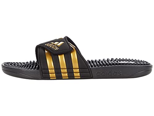 adidas Unisex Adissage Slides Sandal, Black/Gold Metallic/Black, 10 US Men