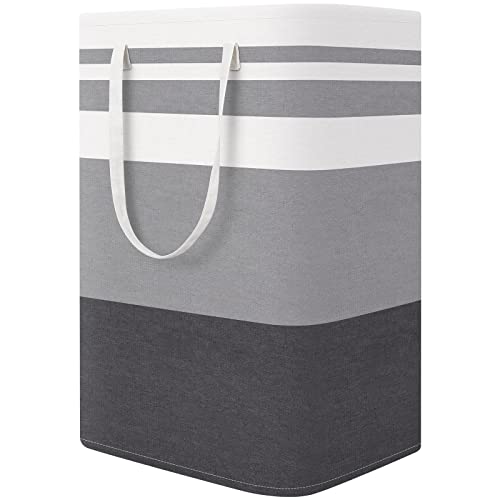StorageRight Large Collapsible Laundry Basket Hamper with Easy Carry Handles，Freestanding Clothes Hampers for Laundry, Bedroom, Dorm, Towels, Toys, 75L, Gradient Grey
