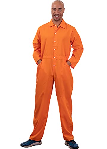 Ann Arbor T-shirt Co. Prisoner Jumpsuit | Orange Prison Inmate Halloween Costume Unisex Jail Criminal-Adult,S