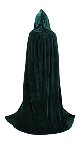 TULIPTREND Full Length Hooded Cloak Christmas Halloween Cosplay Costume CapeUS L (tag size XL (XL=170cm) Hunter Green