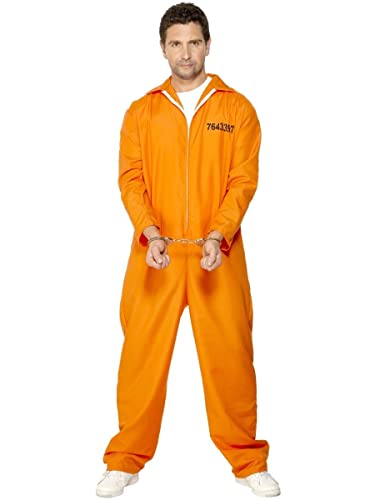 Smiffys mens Escaped Prisoner Costume, Orange, M - US Size 38'-40'