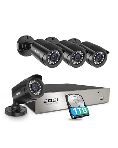 ZOSI 3K Lite Security Camera System with AI Human Vehicle Detection,H.265+ 8CH HD TVI Video DVR Recorder with 4X HD 1920TVL 1080P Indoor Outdoor Weatherproof CCTV Cameras,Remote Access,1TB Hard Drive