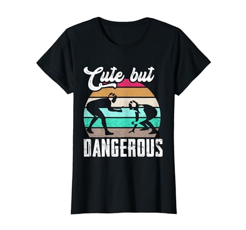 Cute But Dangerous Girls Wrestling Women Teen Girls T-Shirt