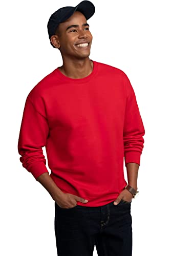 Fruit Of The Loom Mens Eversoft Fleece Crewneck Sweatshirts, Moisture Wicking & Breathable, Sizes S-4x Shirt, Red, Large US