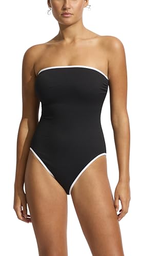 Seafolly Women's Standard Dd Cup Bandeau One Piece Swimsuit, Beach Bound Black