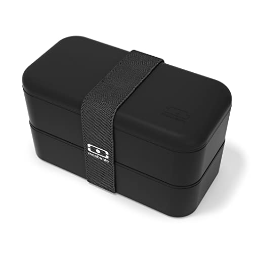 monbento - Bento Box MB Original Onyx with Compartments - 2 Tier Leakproof Lunch Box for Work Lunch Packing and Meal Prep - BPA Free - Food Grade Safe Food Containers - Black