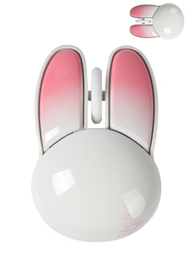 Wireless Mouse Bluetooth Cute Bunny Rabbit Small Quiet USB Optical Silent Funny Fun Travel Cordless Mice for PC Laptop Desktop Computer Apple iPad Mac MacBook Air MacBook Pro Dell HP Chromebook Kids