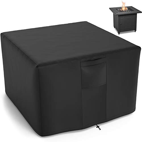 NUPICK 30 Inch Square Fire Pit Cover for TACKLIFE Propane Fire Pit Table, 600D Waterproof Cover Fits 28-30 Inch Fire Pit, All Weather Resistant