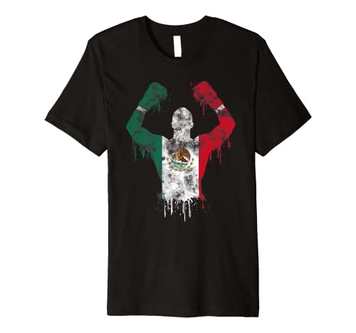 Mexican Boxing Mexico Gloves Mitts Design Mexico Flag Mexica Premium T-Shirt