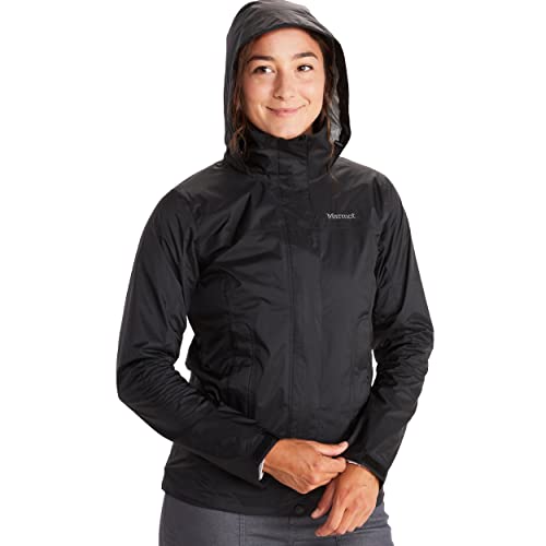 MARMOT Women's PreCip ECO Jacket | Lightweight, Waterproof Jacket for Women, Ideal for Hiking, Jogging, and Camping, 100% Recycled, Black, Large