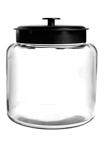 Anchor Hocking Montana 1.5 Gallon Glass Jar with Lid, Black Metal Lid