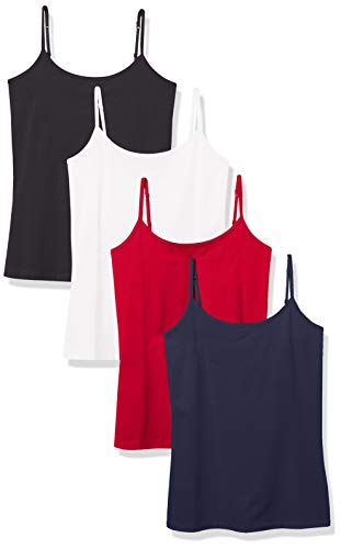 Amazon Essentials Women's Slim-Fit Camisole, Pack of 4, Black/Navy/Red/White, XX-Large