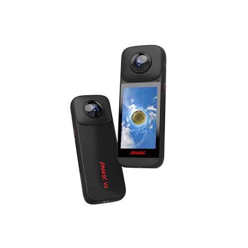 PANOX V2 360 Vlog Camera with 1/2' 48MP Sensors,5.7K 360 Video,72MP 360 Photo,in-Camera One-Click Quick Share,Multi-Platform 4K 360 Live Streaming,3.0' Touchscreen,Fast Charging,Stabilization