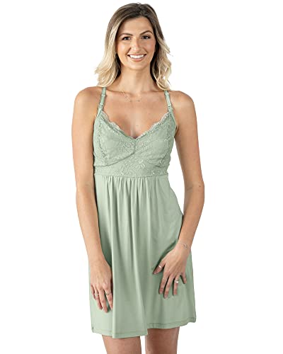 Kindred Bravely Lucille Nursing Nightgown & Maternity Gown (Pistachio, Medium)