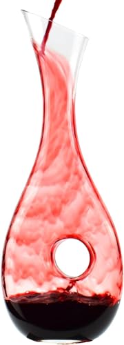 USBOQO HBS 1.2 Liters Lead-Free Premium Crystal Glass Red Wine Decanter, Clear