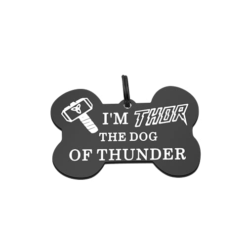 MAOFAED Dog Gift Superhero Gift Dog Collar Tags Dog Lover Gift Funny Dog of The Thunder Pet Collar Tags Dog of Thunder