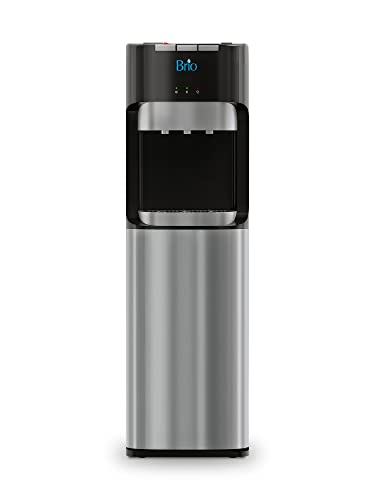 Brio Bottom Loading Water Cooler Dispenser for 5 Gallon Bottles - 3 Temperatures with Hot, Room & Cold Spouts, Child Safety Lock, LED Display with Empty Bottle Alert, Stainless Steel