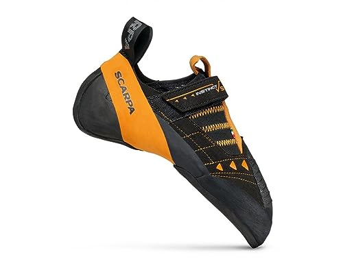 SCARPA Instinct VS Rock Climbing Shoes for Sport Climbing and Bouldering - Black/Orange - 12-12.5