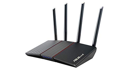ASUS RT-AX55 AX1800 Dual Band WiFi 6 Gigabit Router, 802.11ax, Lifetime Internet Security, Parental Control, Mesh WiFi Support, MU-MIMO, OFDMA, 4 Gigabit LAN Ports, Beamforming (Renewed)