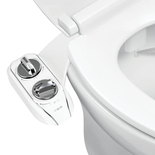 LUXE Bidet NEO 185 Plus - Only Patented Attachment for Toilet Seat, Innovative Hinges to Clean, Slide-in Easy Install, Advanced 360° Self-Clean, Dual Nozzles, Feminine & Rear Wash (Chrome)
