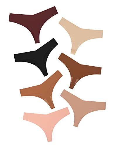 DEANGELMON Seamless Thongs for Women No Show Thong Underwear Women Comfortable Multiple Pack (7P3,M)