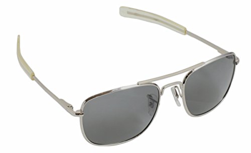 HUMVEE Pilot Sunglasses - Polarized Aviator Sunglasses Bayonette, 52mm, Matte Silver Frame, Gray Polarized Lens
