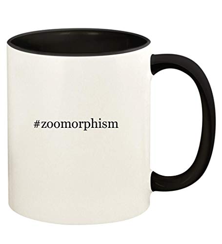 Knick Knack Gifts #zoomorphism - 11oz Hashtag Ceramic Colored Handle and Inside Coffee Mug Cup, Black