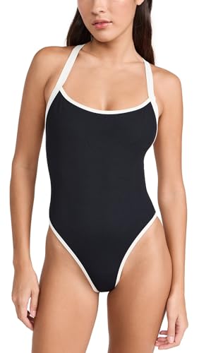 L*Space Women's Baewatch One Piece, Black and Cream, S