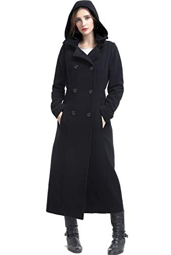 BGSD Women Mariel Wool Blend Hooded Long Walking Coat (Also available in Plus Size and Petite), Black, 3X