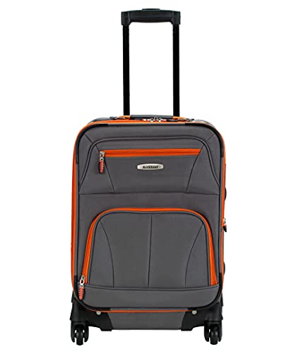 Rockland Pasadena Softside Spinner Wheel Luggage, Charcoal, Carry-On 20-Inch, F2281-CHARCOAL