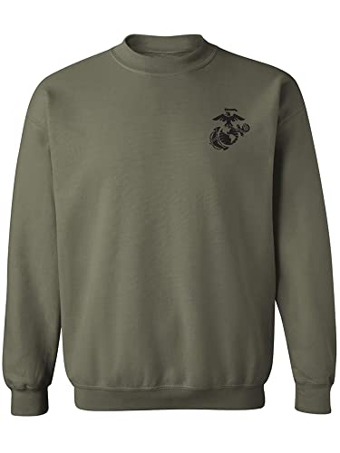 zerogravitee Marines Emblem left chest Crewneck Sweatshirt in Military Green - Large